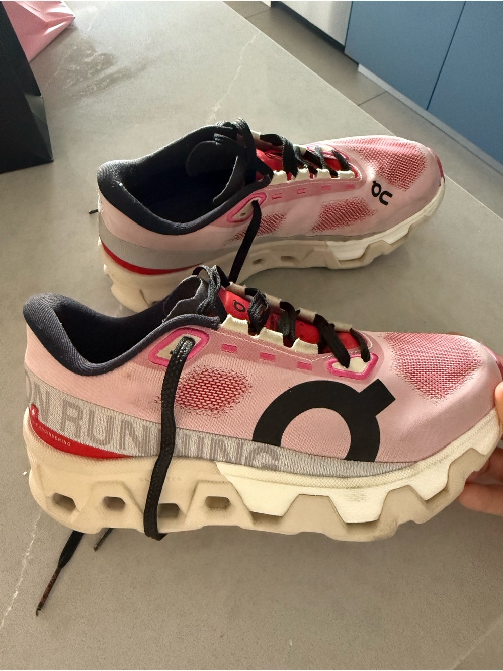 On Running Pink and Black Women's Sneakers